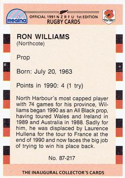1991 Regina NZRFU 1st Edition #87 Ron Williams Back